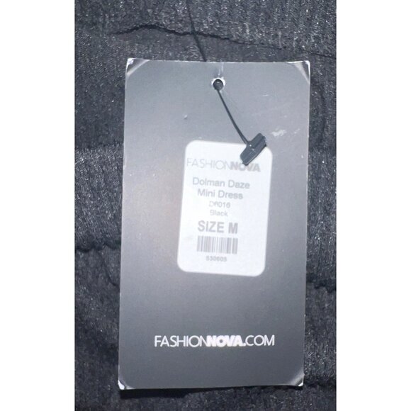 Fashion Nova Dolman Daze Black Ribbed Knit Mini Dress Size M Polyester Blend - Picture 4 of 5